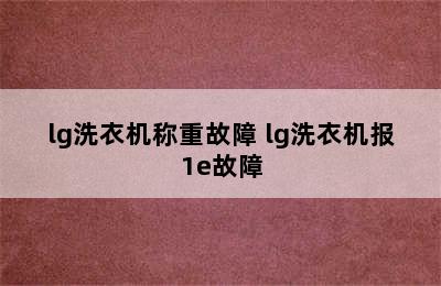 lg洗衣机称重故障 lg洗衣机报1e故障